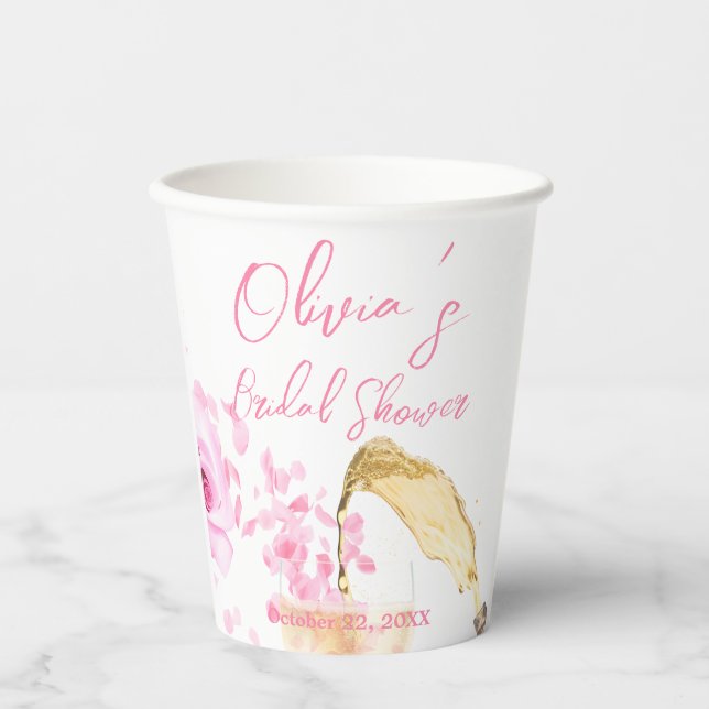 Petals and Prosecco Bridal Show Wedding Paper Cups (Front)