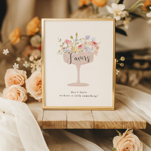 Petals and Prosecco Bridal Shower Favors Sign 