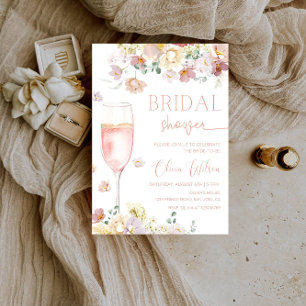 Petals and Prosecco Bridal Shower-Floral Champagne Invitation