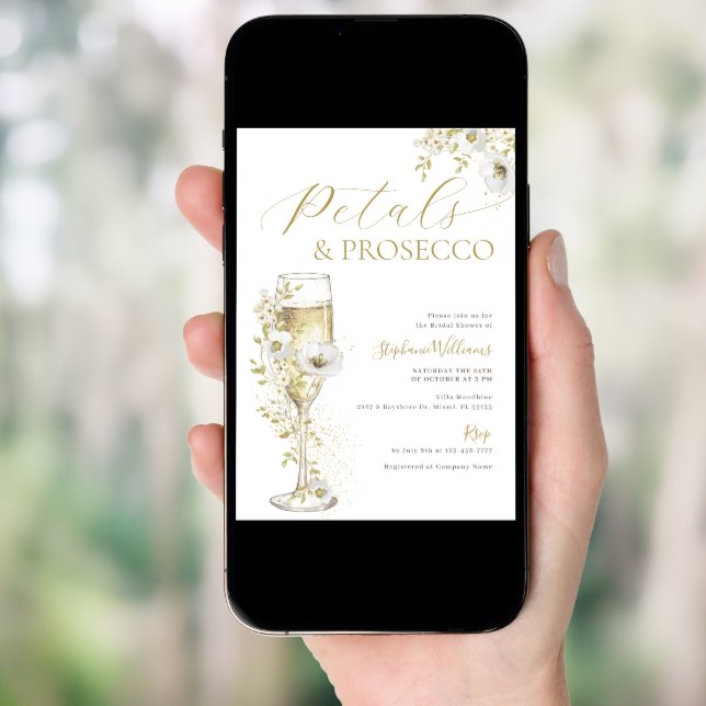 Petals and Prosecco Bridal Shower Invitation (Front Digital)