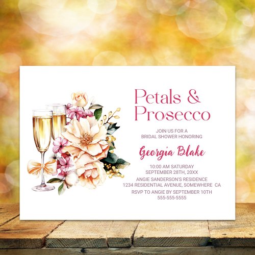 Petals and Prosecco Bridal Shower Invitation