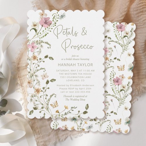 Petals and Prosecco Bridal Shower Invitation