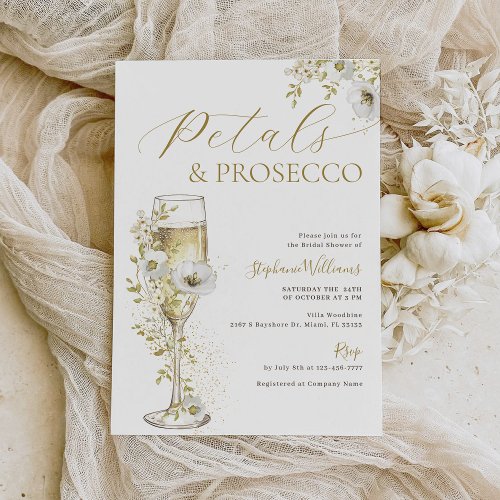 Petals and Prosecco Bridal Shower Invitation