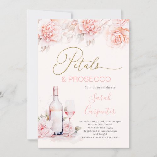 Petals and Prosecco Bridal Shower invitation