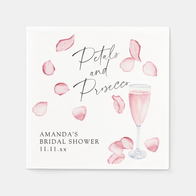 Petals and Prosecco Bridal Shower Napkins (Front)