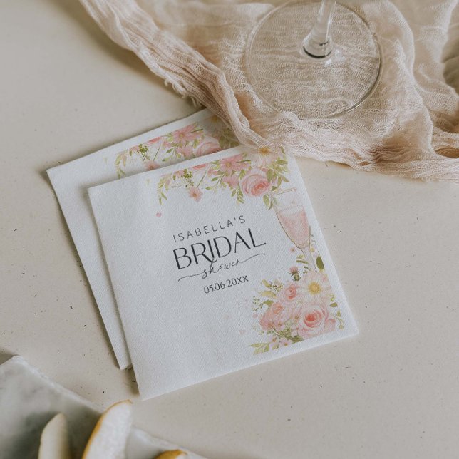 Petals And Prosecco Bridal Shower Napkins (Creator Uploaded)