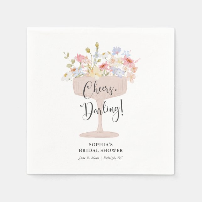 Petals and Prosecco Bridal Shower Napkins (Front)