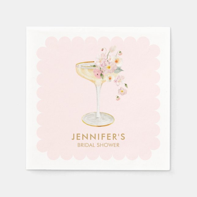 Petals and Prosecco Bridal Shower Napkins (Front)