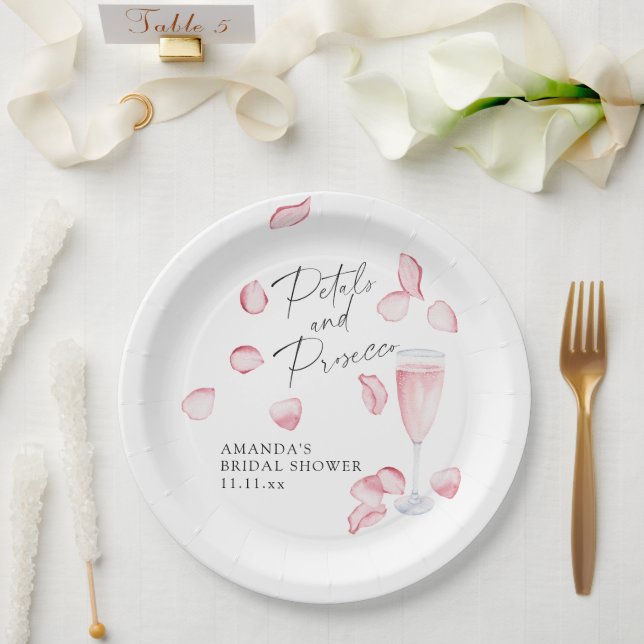 Petals and Prosecco Bridal Shower Paper Plates (Wedding)