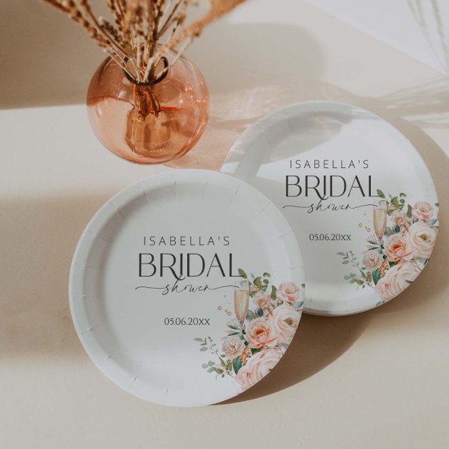 Petals And Prosecco Bridal Shower  Paper Plates (Creator Uploaded)