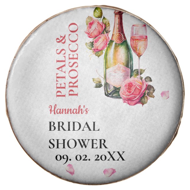 Petals And Prosecco Bridal Shower Party Chocolate Covered Oreo (Front)
