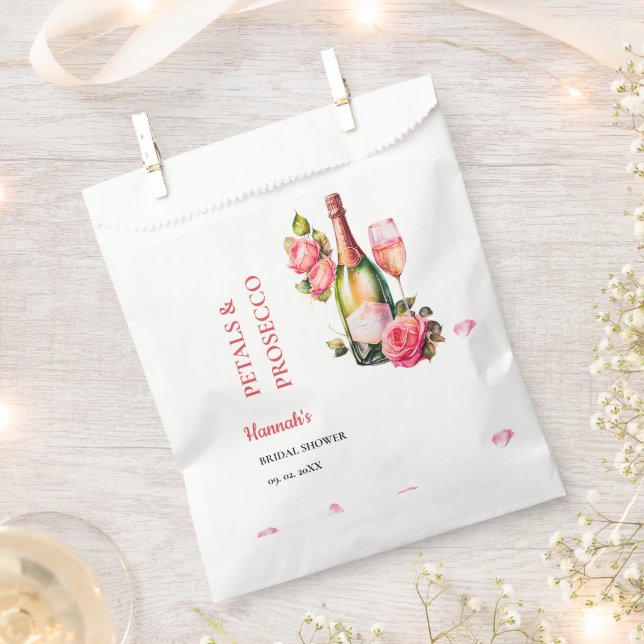 Petals And Prosecco Bridal Shower Party Favor Bag (Clipped)