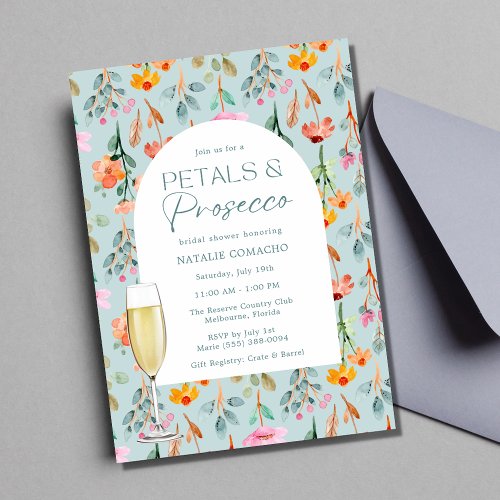 Petals and Prosecco Bridal Shower Party Invitation