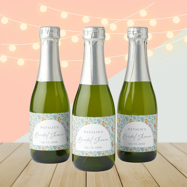 Petals and Prosecco Bridal Shower Party Sparkling Wine Label (Petals and Prosecco Bridal Shower Party Labels)