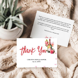 Petals And Prosecco Bridal Shower Party Thank you Card