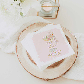 Petals And Prosecco Bridal Shower Personalized Napkins by CavaPartyDesign at Zazzle