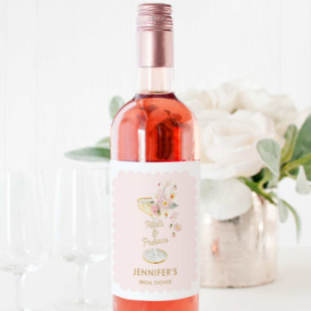 Petals And Prosecco Bridal Shower Personalized Wine Label by CavaPartyDesign at Zazzle