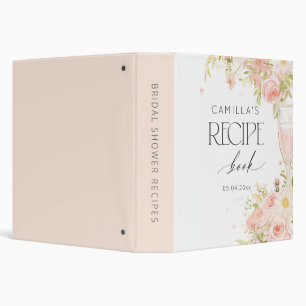 Petals And Prosecco Bridal Shower Recipe Book 3 Ring Binder