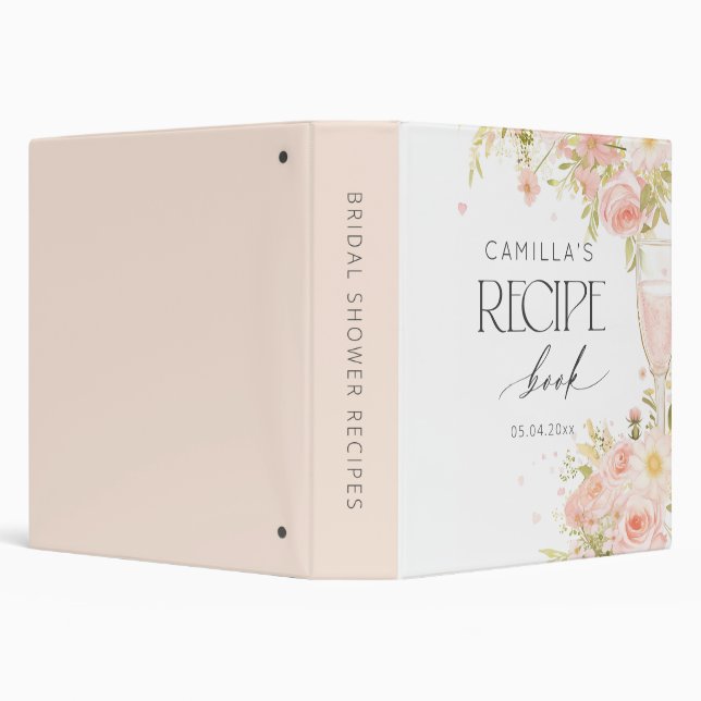Petals And Prosecco Bridal Shower Recipe Book 3 Ring Binder (Background)