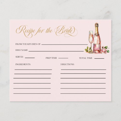 Petals and Prosecco Bridal Shower Recipe Cards 