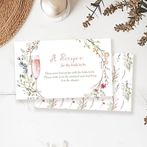 Petals and Prosecco Bridal Shower Recipe Request Enclosure Card