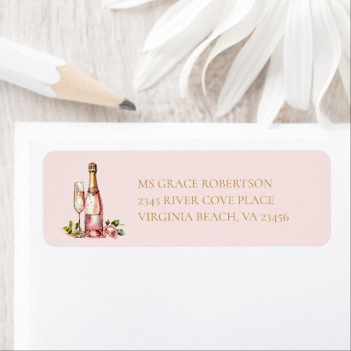 Petals and Prosecco Bridal Shower Return Address  Label