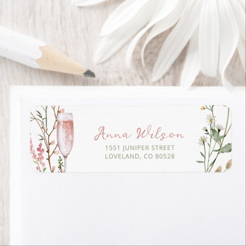 Petals and Prosecco Bridal Shower Return Address Label