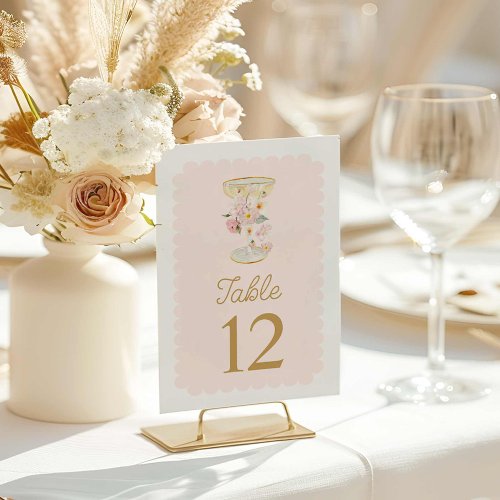 Petals and Prosecco Bridal Shower Table Number