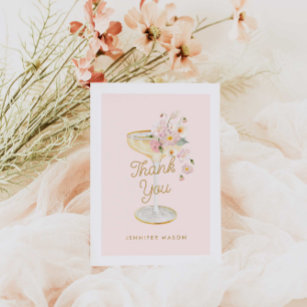 Petals and Prosecco Bridal Shower Thank You Card