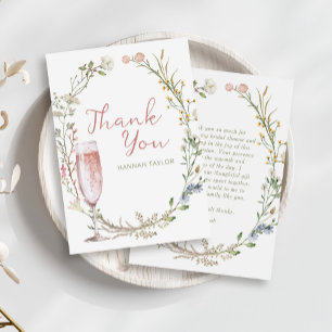 Petals and Prosecco Bridal Shower Thank You Card