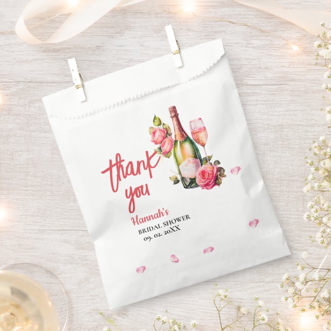 Petals And Prosecco Bridal Shower Thank you Favor Bag (Clipped)