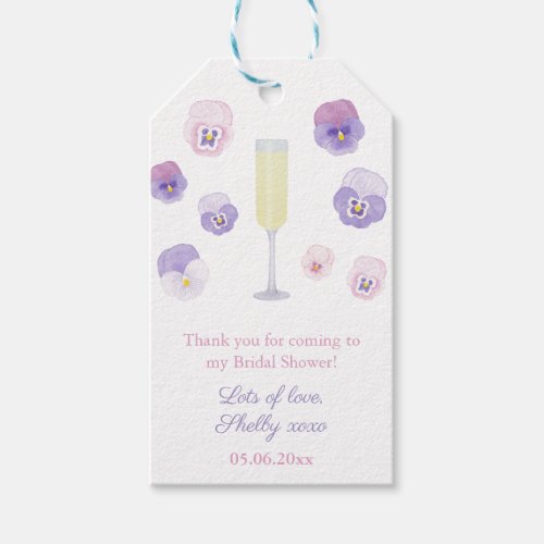 Petals And Prosecco Bridal Shower Thank You Favor Gift Tags