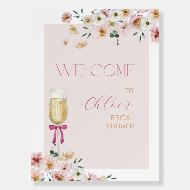 Petals and Prosecco Bridal Shower Welcome Foam Board (Front)