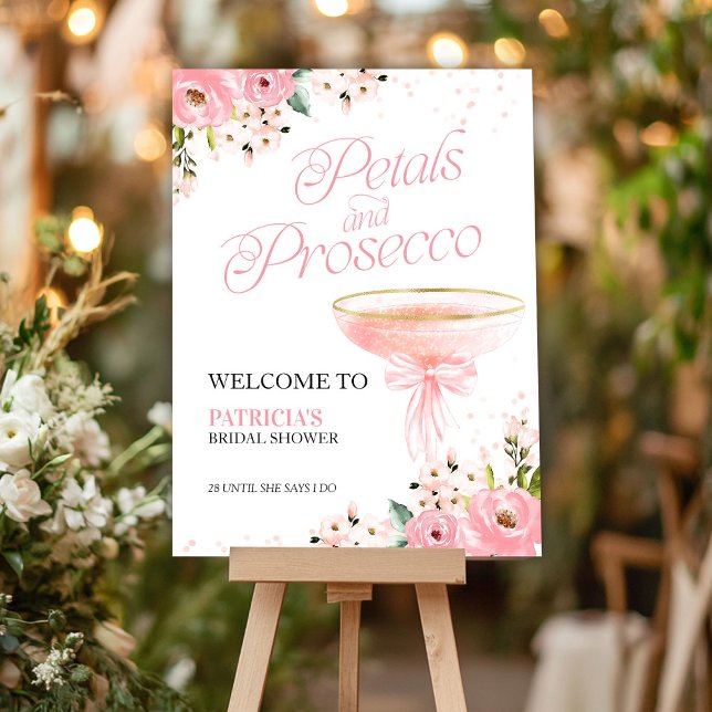 Petals And Prosecco Bridal Shower Welcome Foam Board (Creator Uploaded)