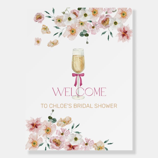 Petals and Prosecco Bridal Shower Welcome Foam Board (Front)