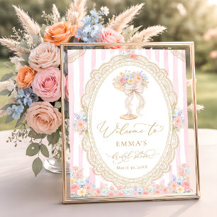 Petals and Prosecco Bridal Shower Welcome Poster