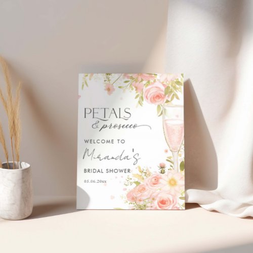 Petals And Prosecco Bridal Shower Welcome Poster