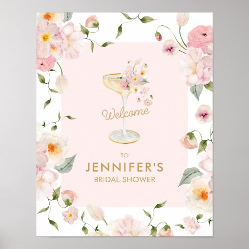 Petals and Prosecco Bridal Shower Welcome Poster