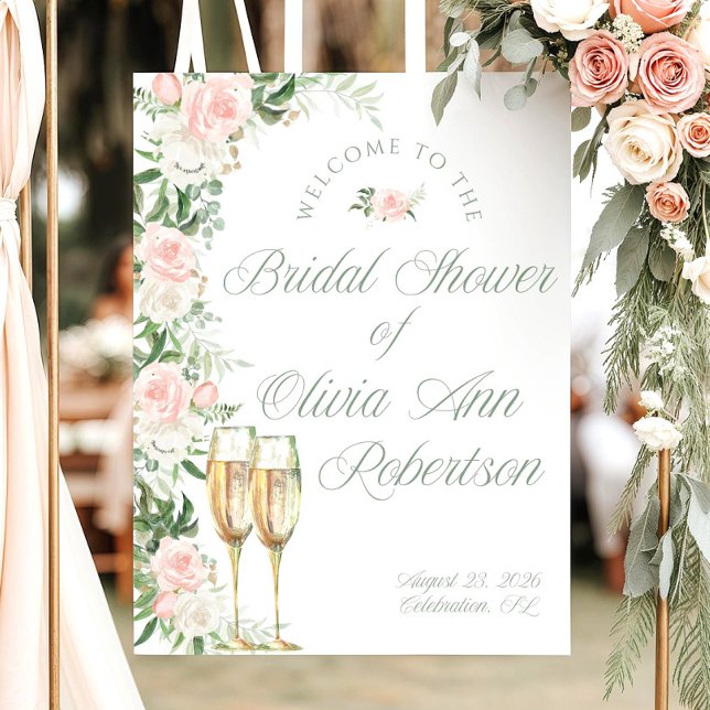 Petals and Prosecco Bridal Shower Welcome Sign (Creator Uploaded)