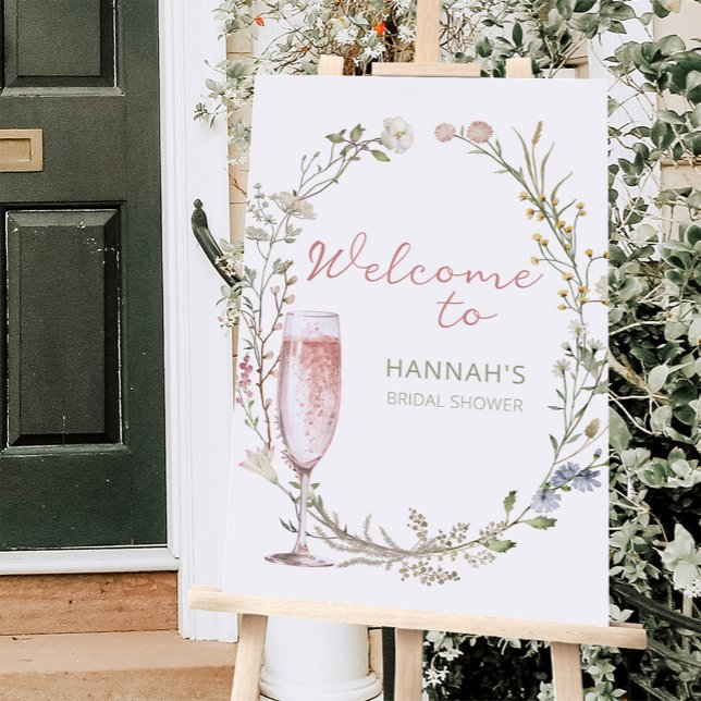 Petals and Prosecco Bridal Shower Welcome Sign (petals and prosecco bridal shower welcome sign)