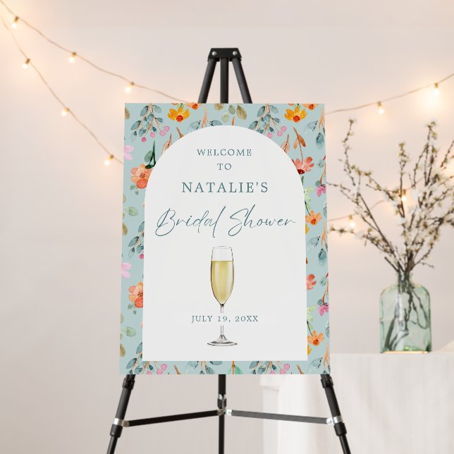 Petals and Prosecco Bridal Shower Welcome Sign (In Situ (Stand))