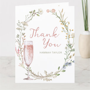 Petals and Prosecco Bridal Shower Wildflower Letterpress Thank You Card