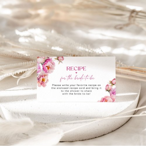Petals and prosecco bright pink recipe enclosure card