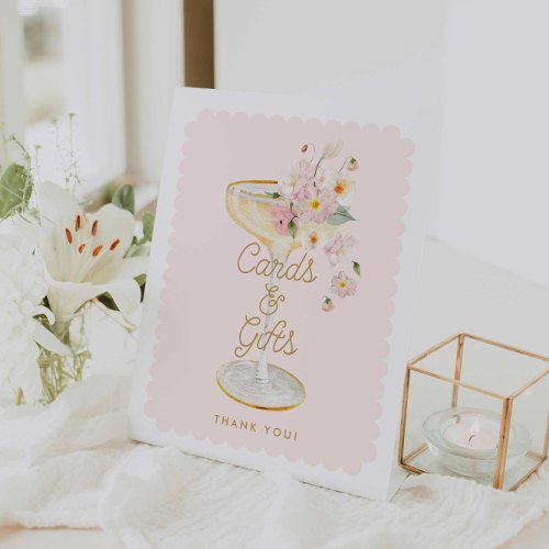 Petals and Prosecco Cards and Gifts Pedestal Sign