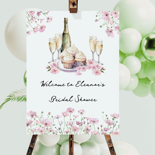 Petals and Prosecco Cava and Cupcake Bridal Shower Foam Board
