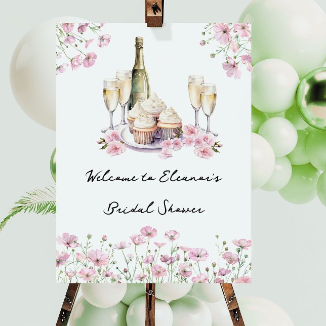 Petals and Prosecco Cava and Cupcake Bridal Shower Foam Board (Welcome Sign from Cupcakes and Cava Bridal Shower Collection by Darling & May)