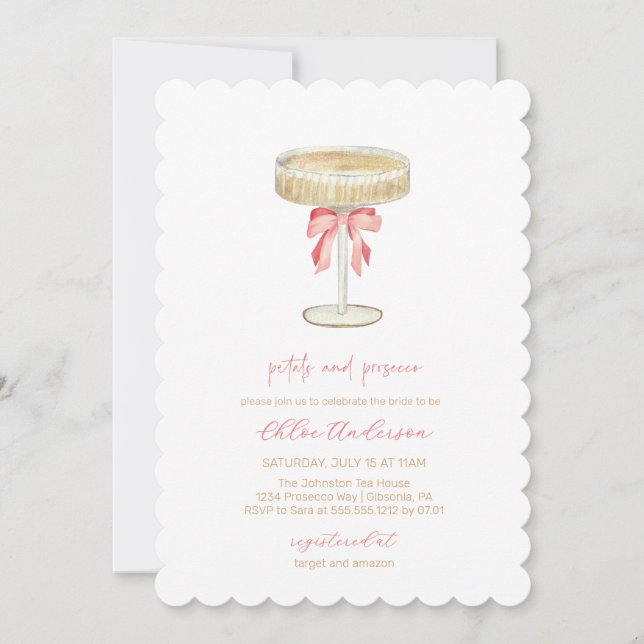 Petals and Prosecco Champagne Bridal Shower Invitation (Front)