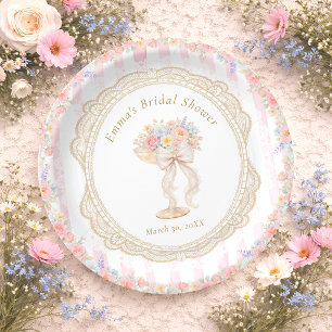 Petals and Prosecco Colorful Floral Bridal Shower  Paper Plates