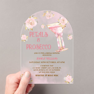 Petals and Prosecco Elegant Floral Bridal Shower Acrylic Invitations