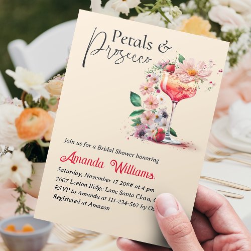 Petals and Prosecco Floral Bridal Shower Brunch Invitation